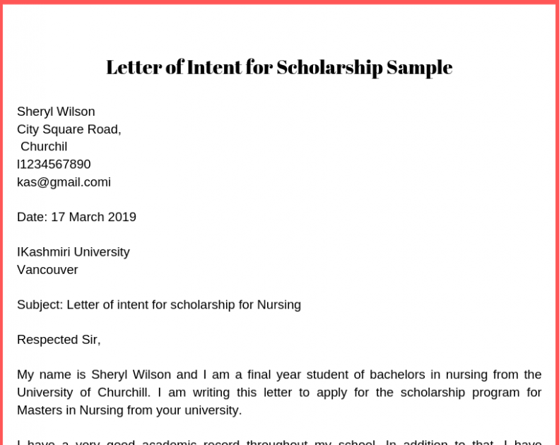 [Download 20+] Scholarship Program Sample Letter Of Intent For ...