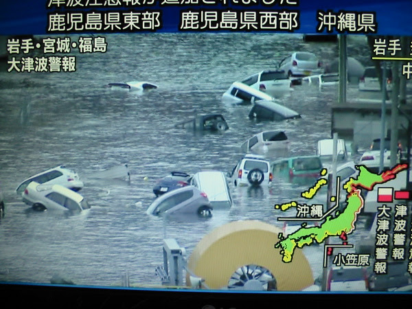 Tsunami reports on Japanese TV