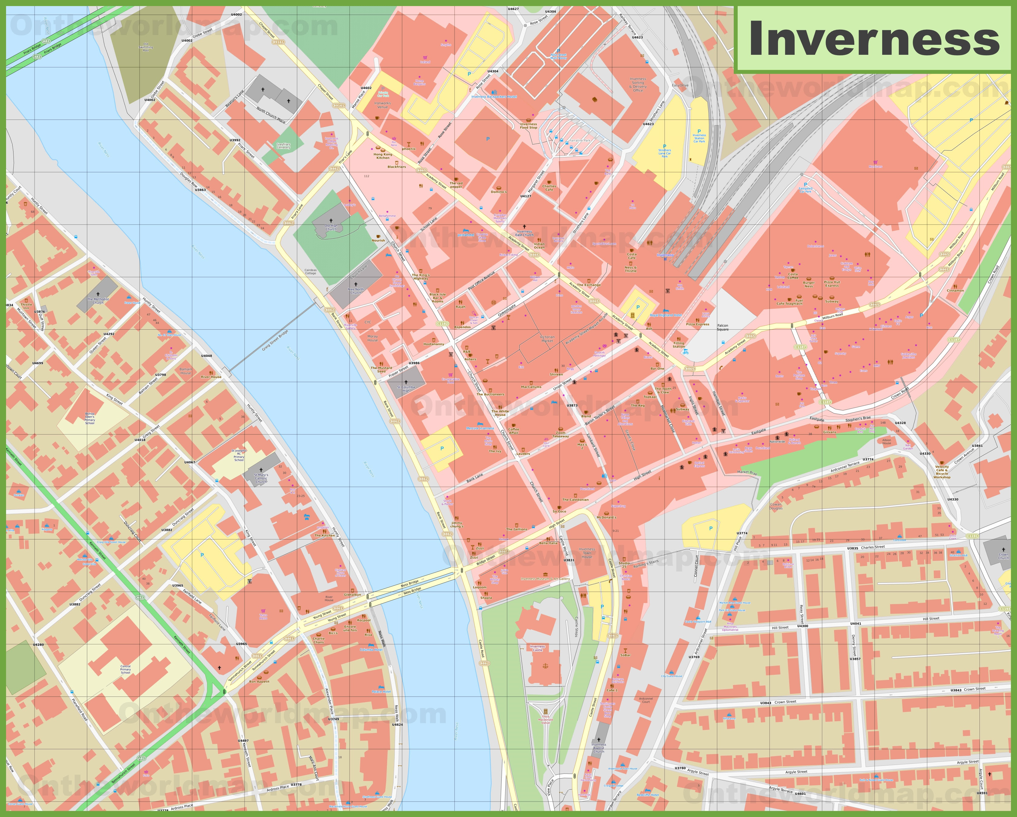 Map Of Inverness City Centre