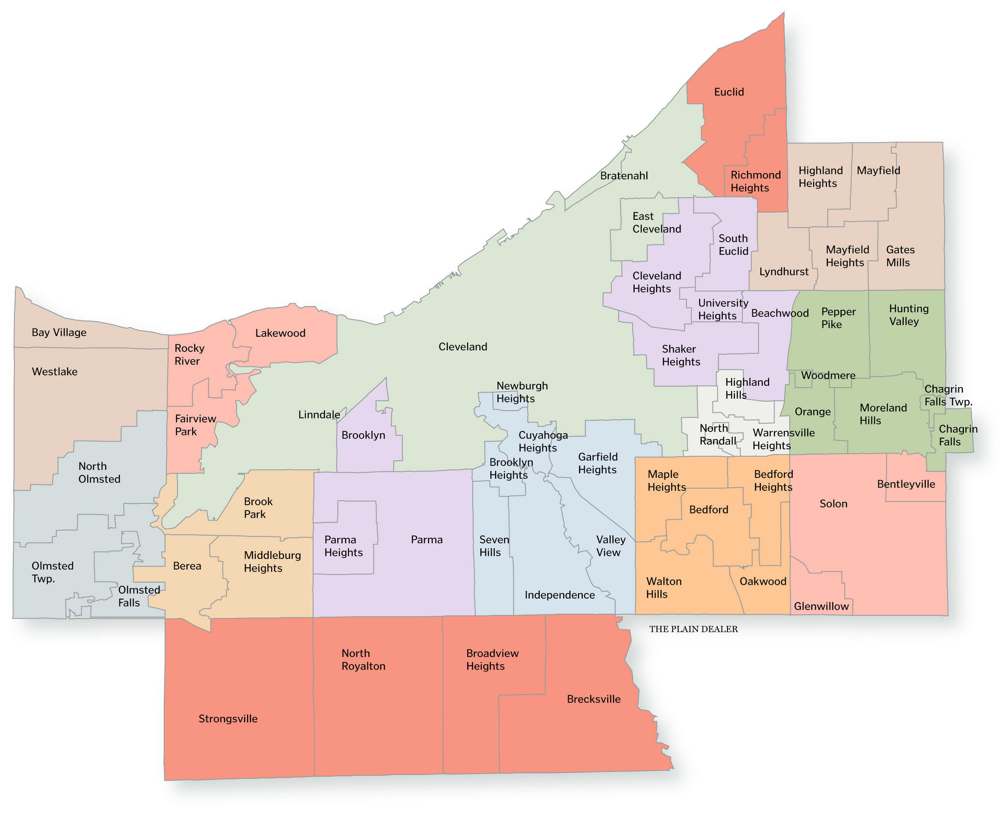Cuyahoga County City Map Cities And Towns Map