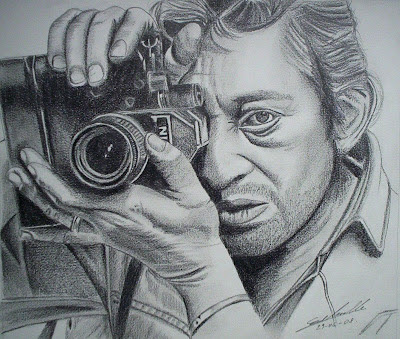 Technique du portrait,Technique d'ombre pour le dessin, évolution étape par étape du portrait de Serge Gainsbourg à la mine graphite