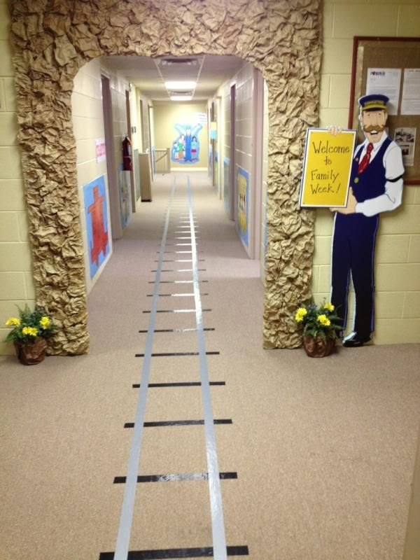 LOVE this idea of duck tape on the floor as train tracks for Polar Express!!!