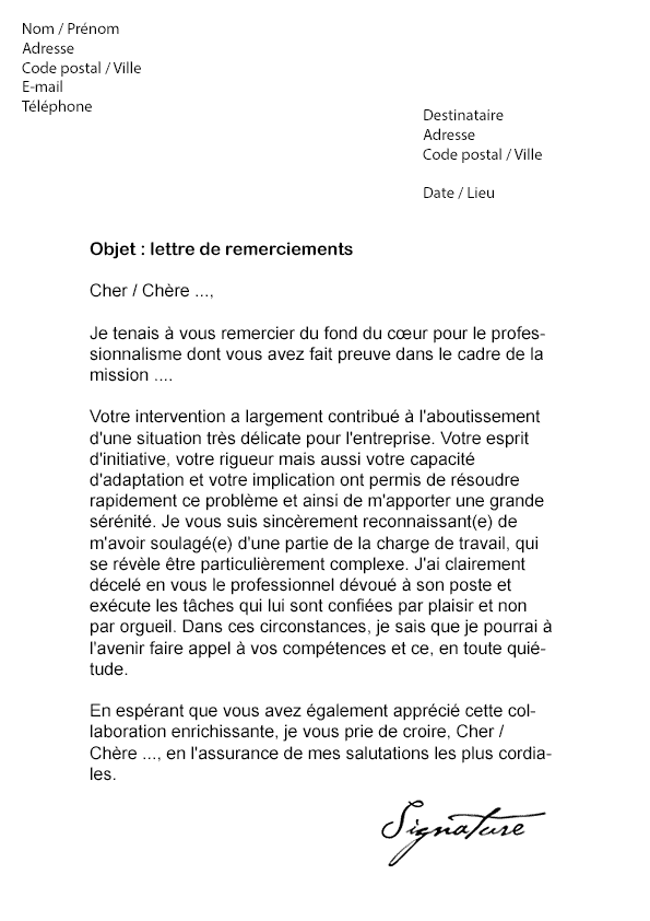 Exemple De Lettre De Remerciement Au Maire  Exemple de Lettre
