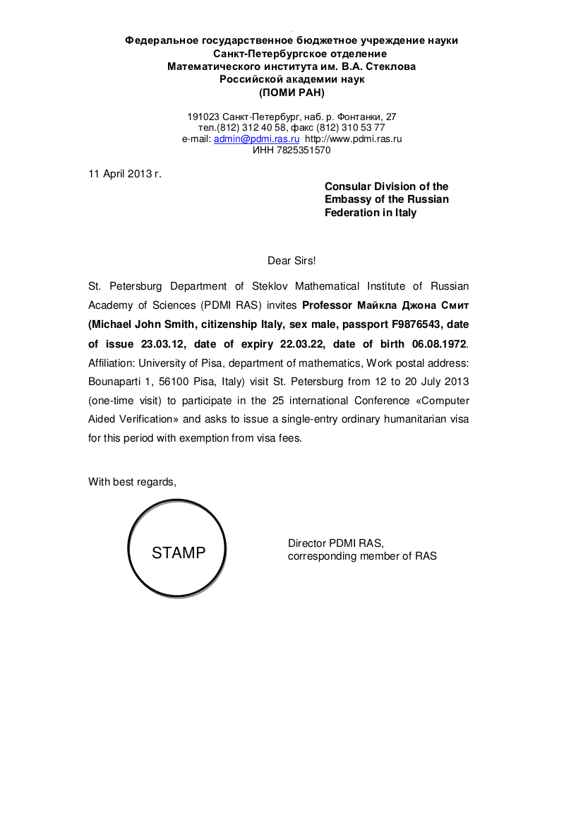 Tourist Visa Sponsor Letter Sample | HQ Printable Documents