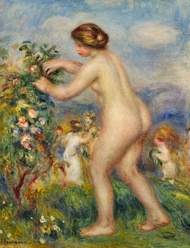 Pierre-Auguste Renoir - Naked young woman in landscape.