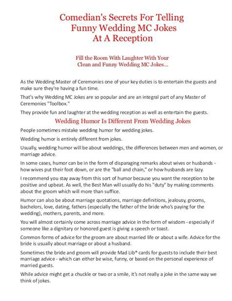 Updated Info Best Wedding Mc Speeches