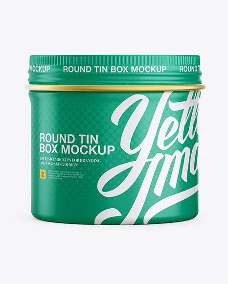 Download Matte Round Tin Box PSD Mockup Front View