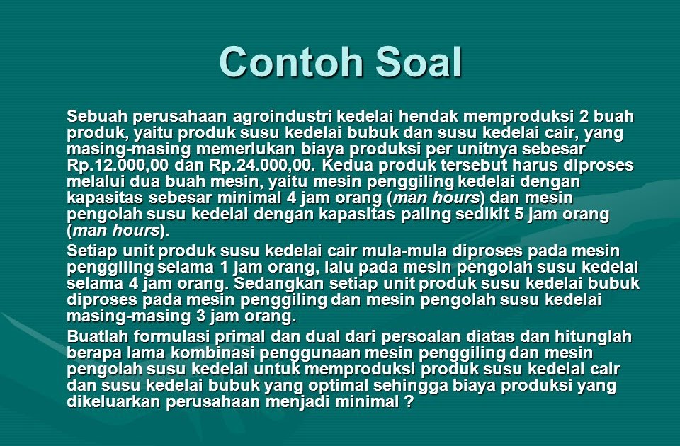 Soal Cerita Metode Simpleks - Gudang Belajar