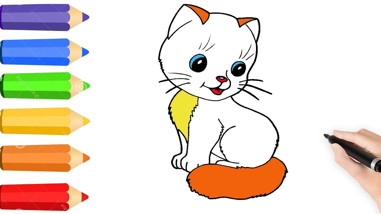 Rainbow Cat Coloring Page - 183+ SVG Cut File