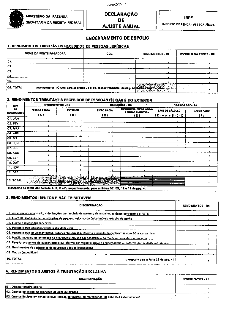 Declaração De Imposto De Renda Preenchida / Declaração de Imposto de