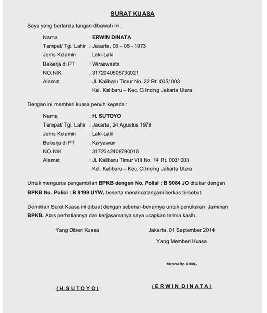 Contoh Surat Kuasa Hibah Tanah
