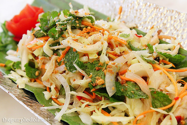 Chicken Salad, Cabbage, Onion and Mint Leaves