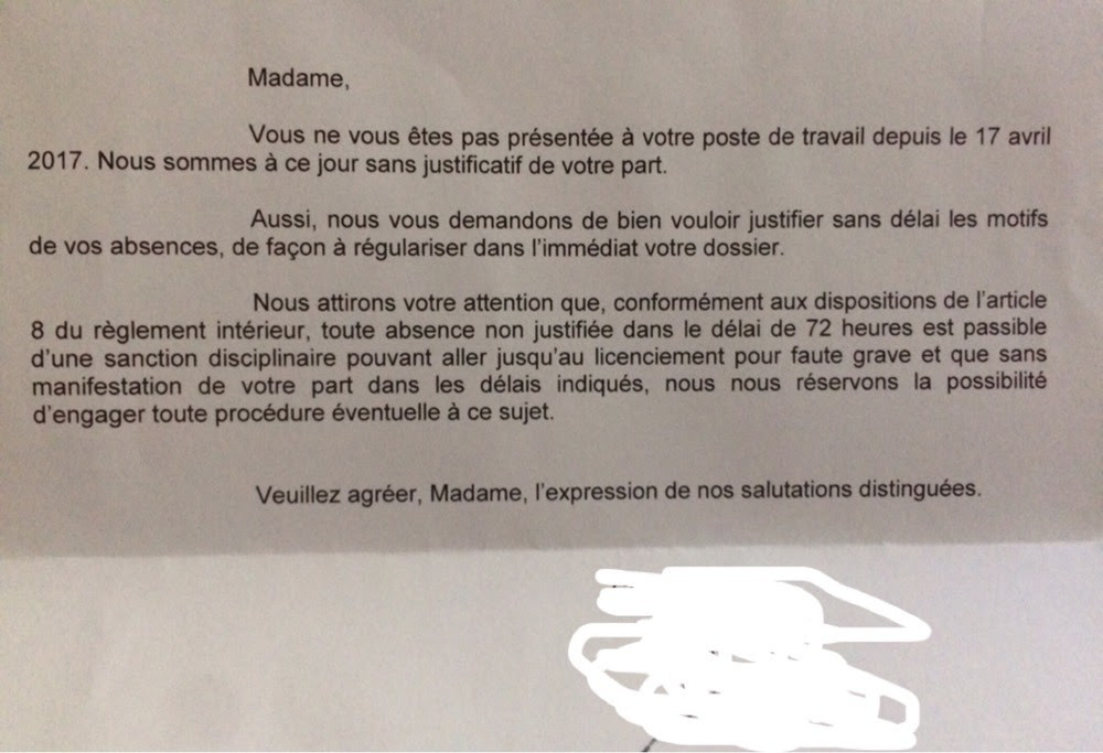 Lettre Pour Absence Injustifiée D Un Salarié  Exemple de Lettre