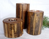 THE LODGEPOLE Candle Holders:  Rustic Hand-peeled Lodgepole Pine Candle Holders - SpeakingMountain