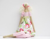 Fabric doll in pink polka dot rose dress cloth doll pink light green blonde doll art doll cute stuffed doll, rag doll - gift for girls - HappyDollsByLesya Fabric doll in pink polka dot rose dress cloth doll pink light green blonde doll art doll cute stuffed doll, rag doll - gift for girls - HappyDollsByLesya