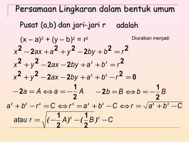 Contoh Soal Dan Pembahasan Bentuk Umum Persamaan Lingkaran