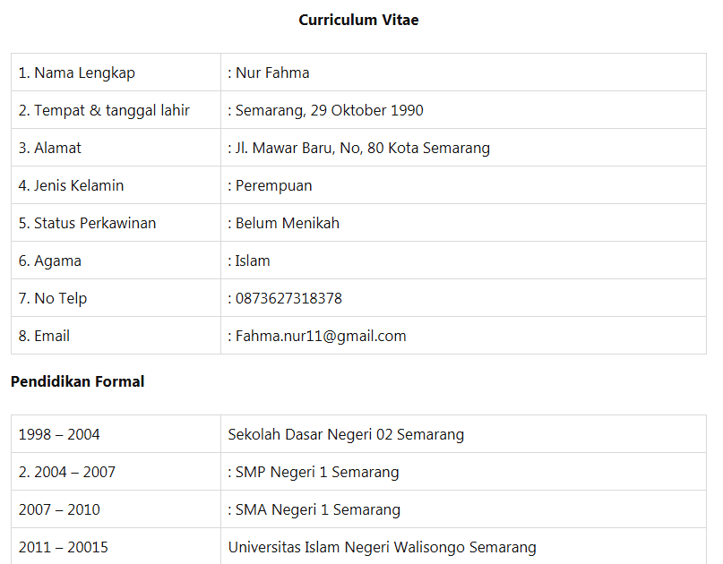 Lihat Contoh Cv Mahasiswa Aktif Terbaik