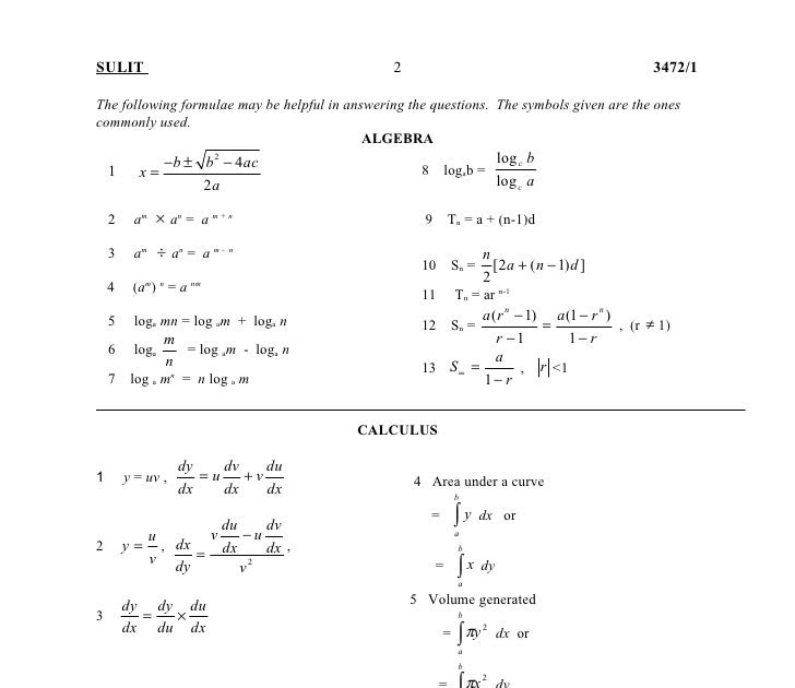Kertas Soalan Add Math Form 4 - Setelan f