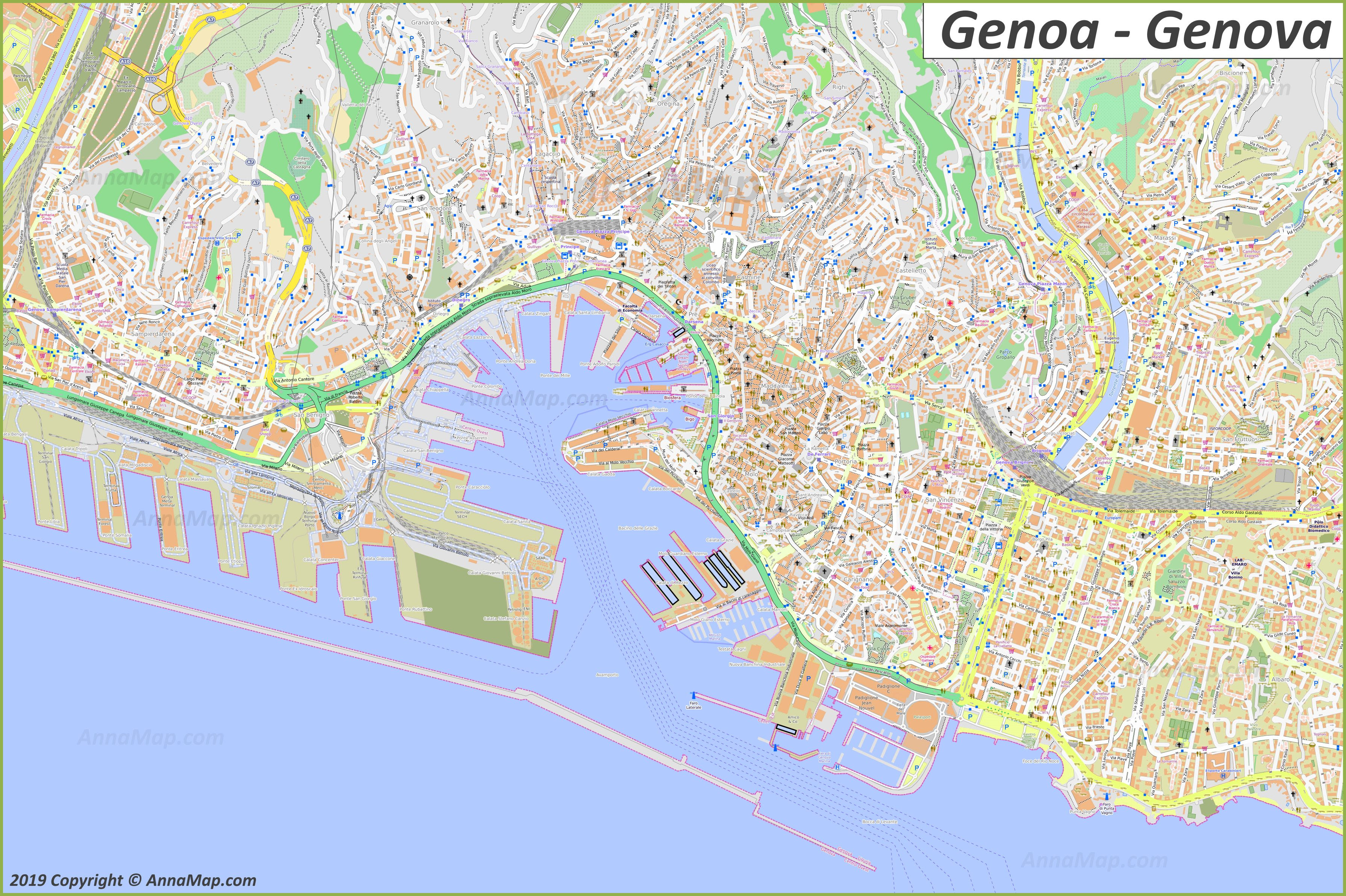 map-old-genoa-italy