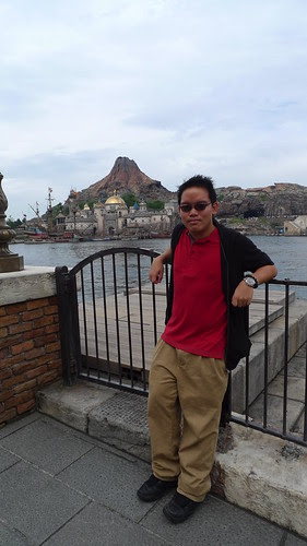 in front of Mount Prometheus in Tokyo DisneySea