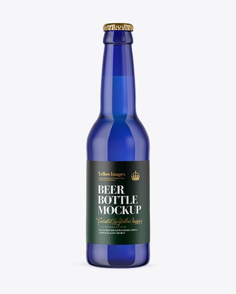 330ml Blue Glass Bottle Mockup - Premium and Free Product Mockups