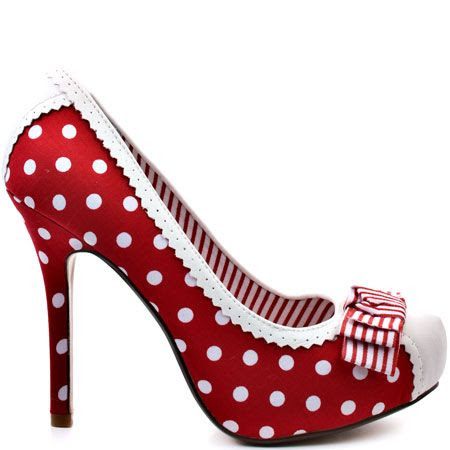 red and white stilettos