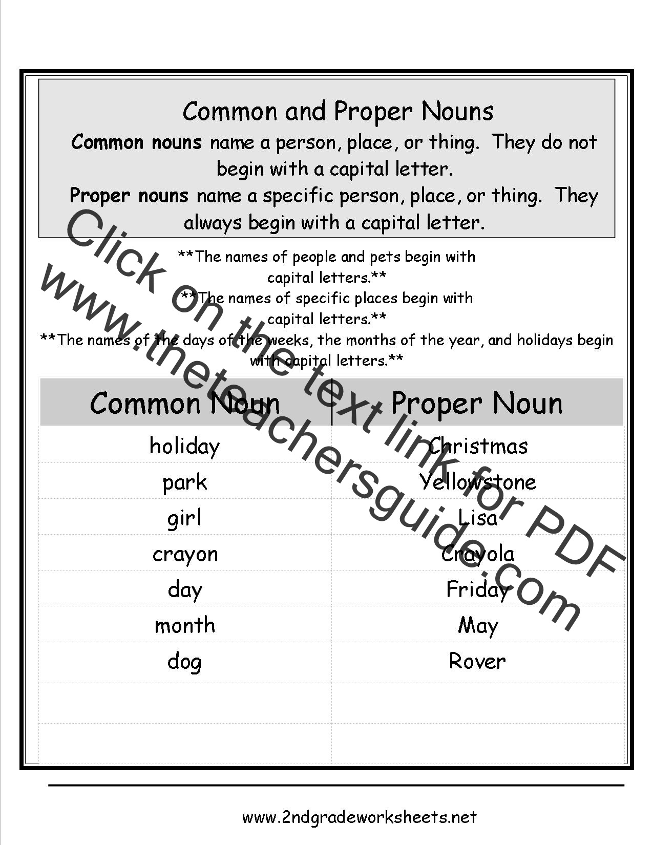worksheet-on-common-nouns