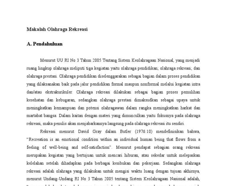 Makalah Olahraga Rekreasi Contoh Makalah
