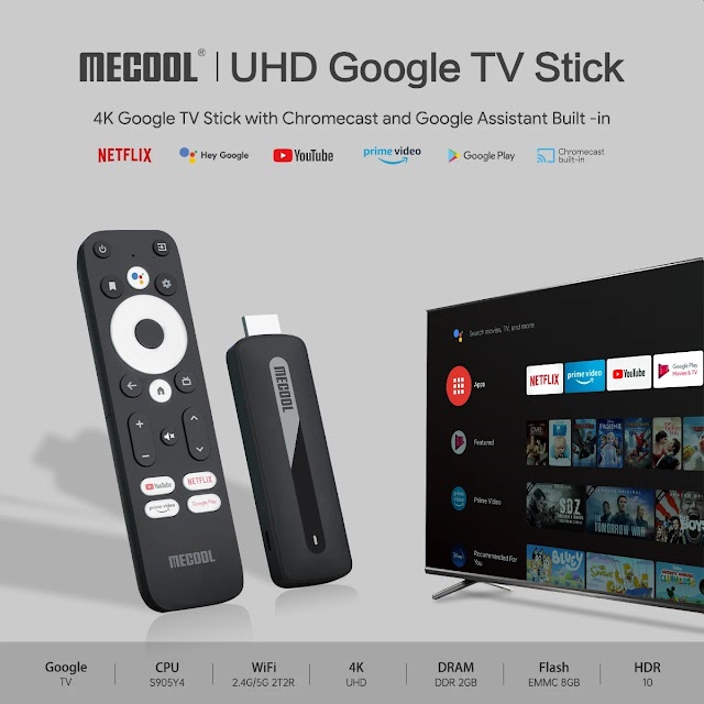 MECOOL KD3 TV Stick Amlogic S905Y4 Certifiée Netflix 4K Amazon Prime Vidéo YouTube