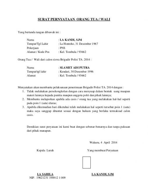 Contoh Surat Izin Orang Tua Untuk Mengikuti Kegiatan Pramuka