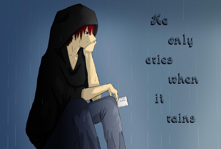 Sad Anime Boy Crying In The Rain Alone 11 Rain Alone Sad Anime