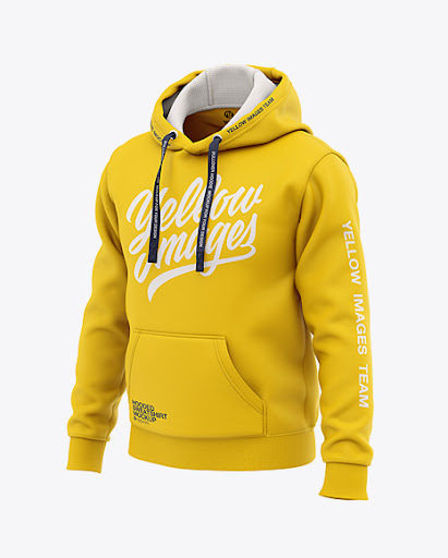 Download Free Men's Pullover Hoodie - Front Half Side View (PSD)