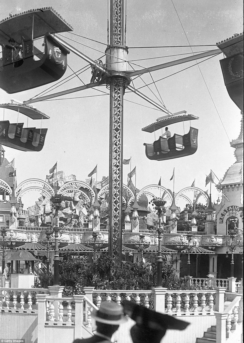 Take to the skies: An elevated spinning ride at Luna Park, Coney Island in 1904 allowed guests to look out over the park 
