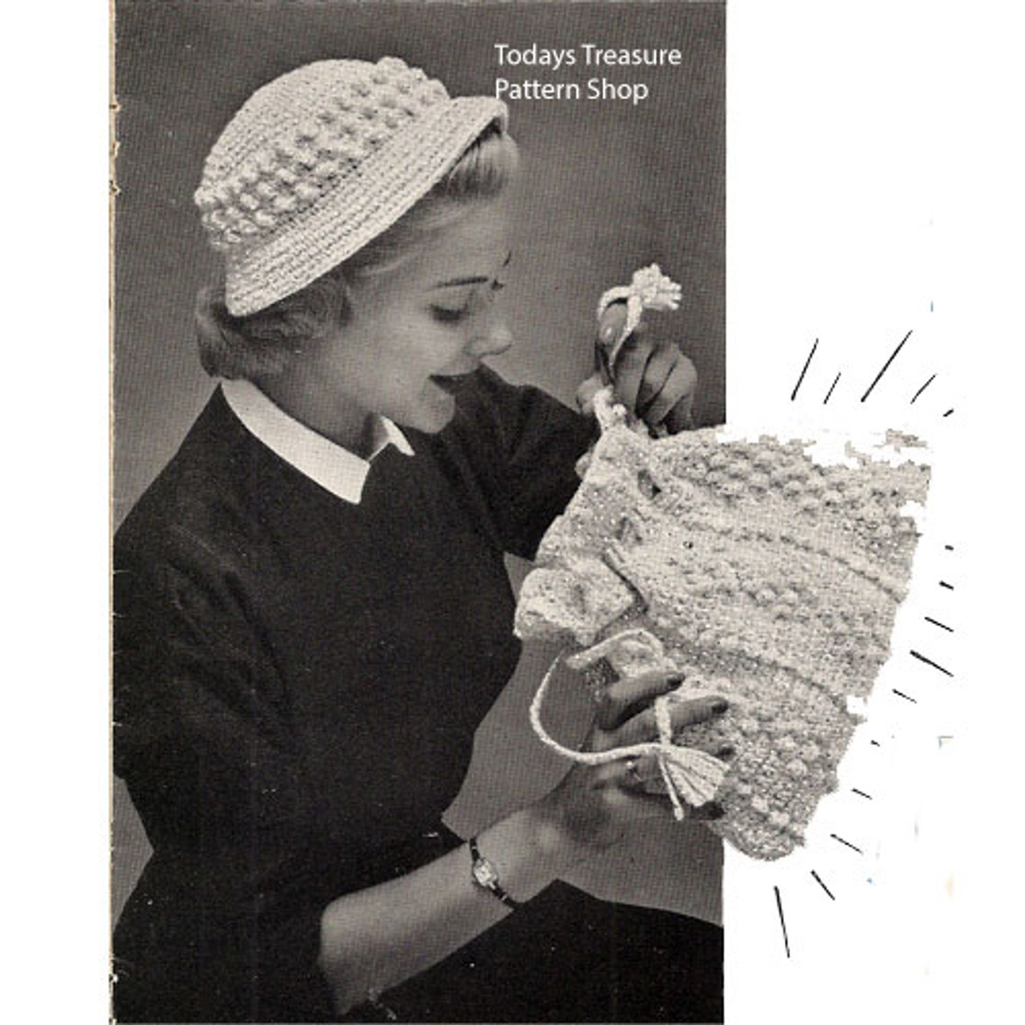 Vintage Drawstring Crochet Bag Pattern in Popcorn Stitch