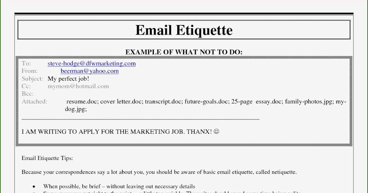 Example Of Sending Resume Via Email  Writing an Email Cover Letter