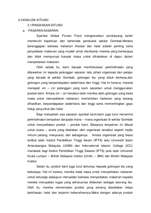 Contoh Laporan Pemasaran Produk Makanan