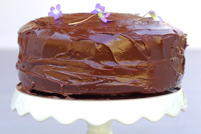Chocolate sour cream layer cake by Eve Fox, Garden of Eating blog, copyright 2012