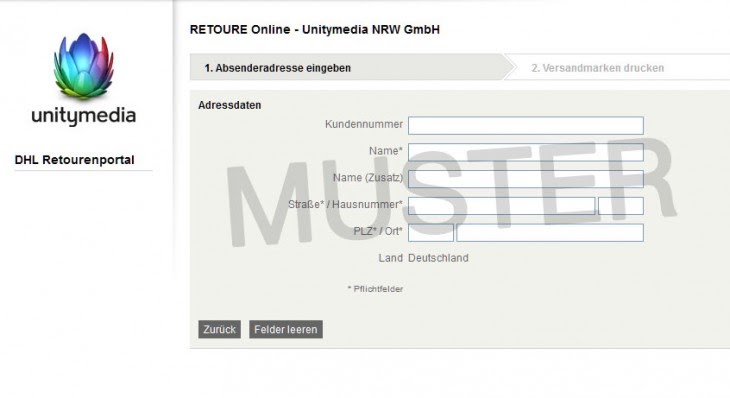 Kabel Deutschland Retourenschein Download - Unitymedia Retourenschein