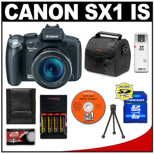 Canon PowerShot SX1 IS 20x Zoom Digital Camera + 8GB SD Card + Case