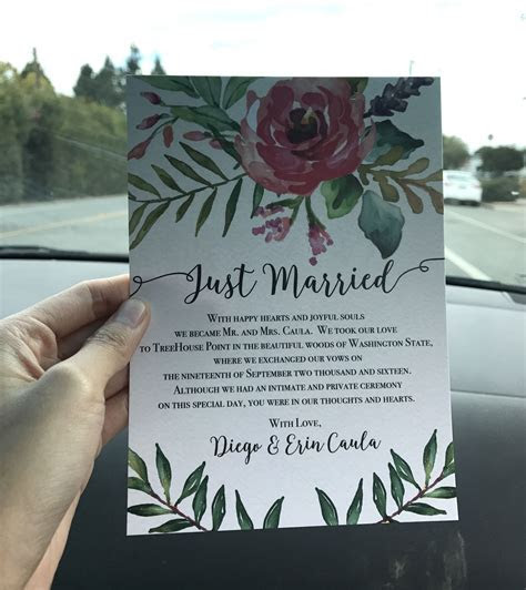 Elopement Announcement Card, Wedding Announcements Elopement Announcement Card, Wedding Announcements