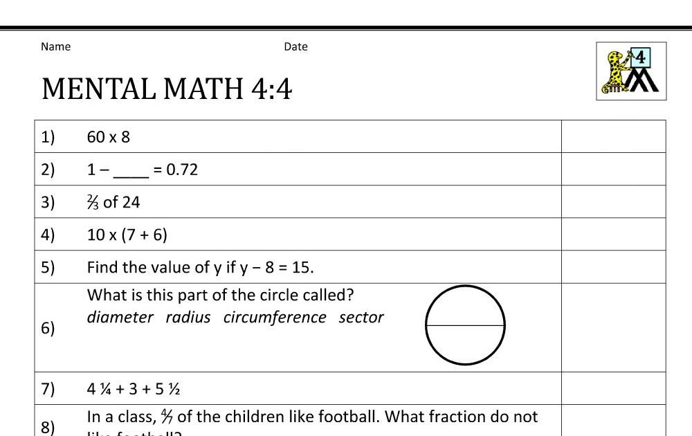 Worksheets Maths Grade 4 - Blog Answers