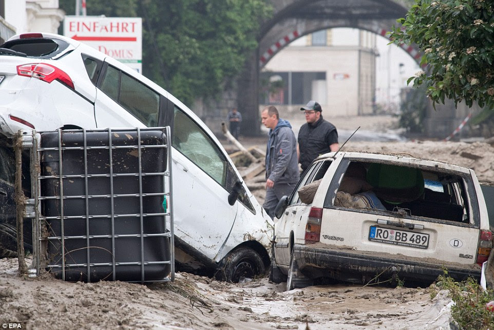 Forecasters in both France and Germany have warned of more downpours over the next 24 hours. This was the scene after floods in Simbach, Bavaria