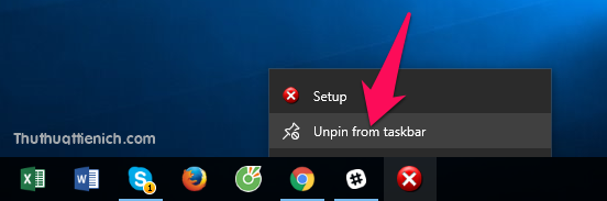 Để bỏ ghim shortcut thư mục, bạn chỉ cần nhấn chuột phải lên shortcut đó chọn Unpin from taskbar.