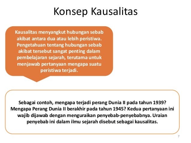 Contoh konsep kausalitas dalam sejarah