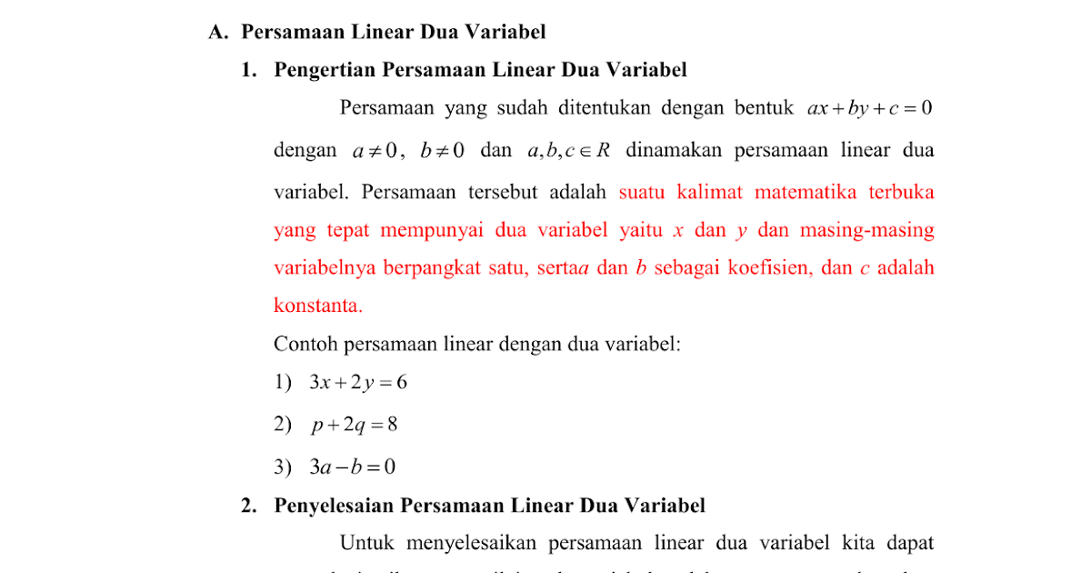 Contoh Soal Persamaan Linear 3 Variabel Kelas 10