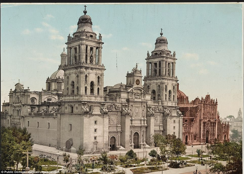 The distinctive Metropolitan Cathedral of the Assumption of the Most Blessed Virgin Mary into Heaven in Mexico City, which was built in sections between 1573 and 1813