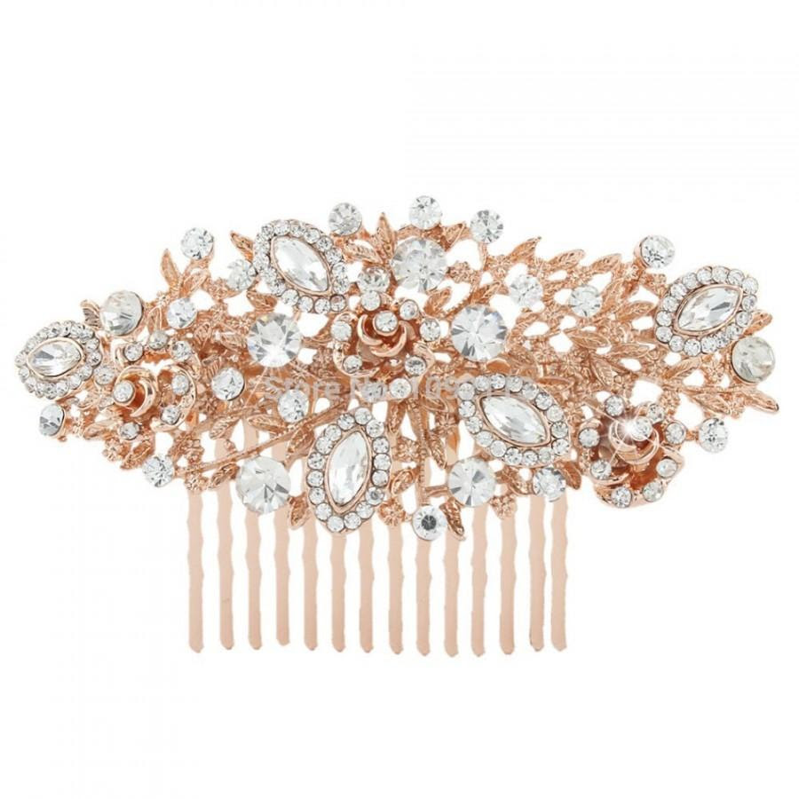 Rose Gold Bridal Comb - Wedding Hair Comb - Rose Gold ...