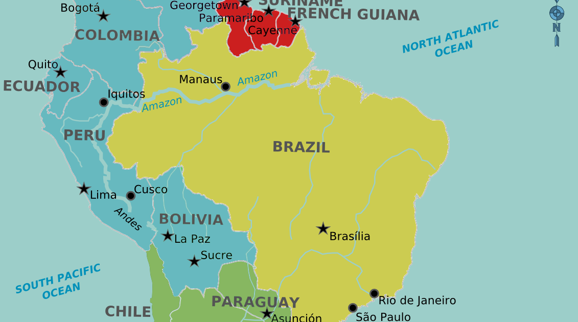 Map Of South America In Spanish With Capitals | Cities And Towns Map