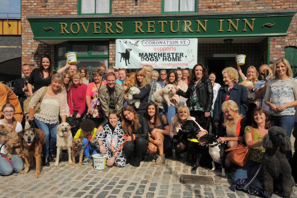 Coronation Street cast and crew brought their dogs to the set in support of Manchester Dogs' Home