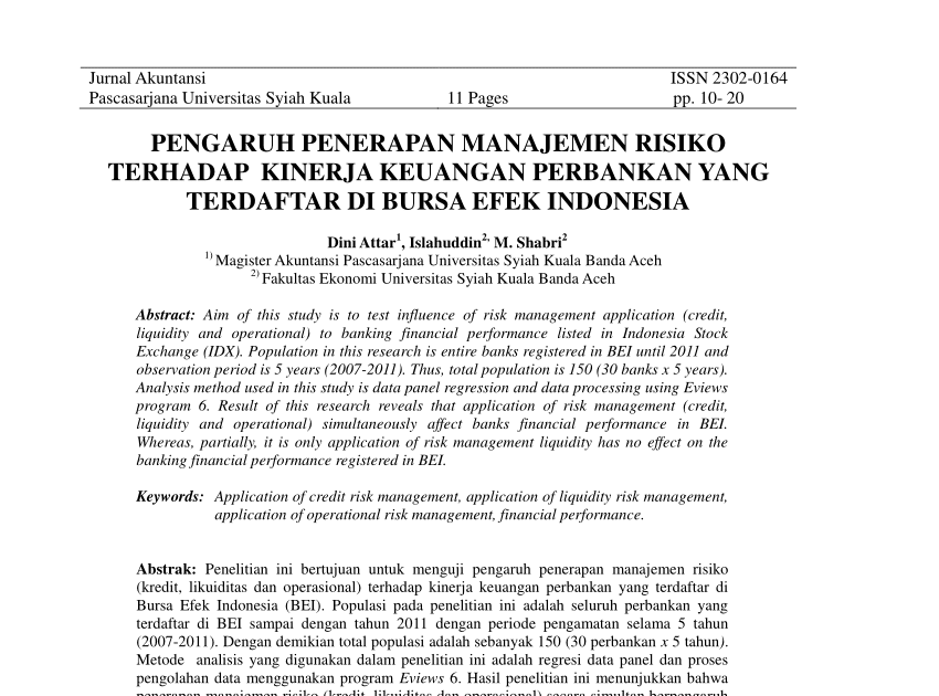 ☑ Contoh jurnal manajemen risiko